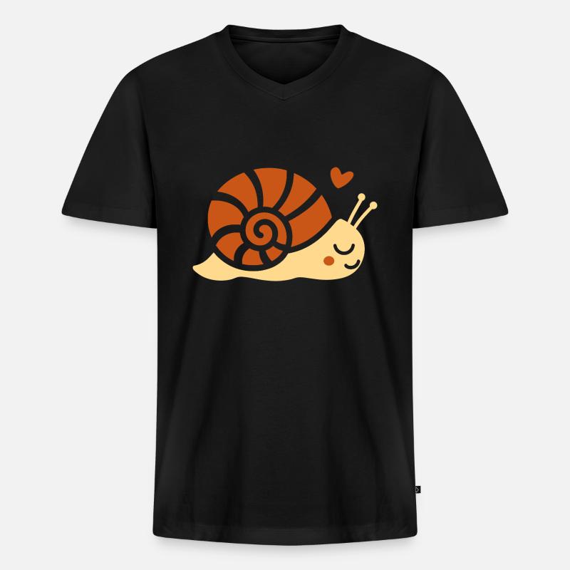 Schnecke - Männer Premium Bio T-Shirt mit V-Ausschnitt - Schwarz