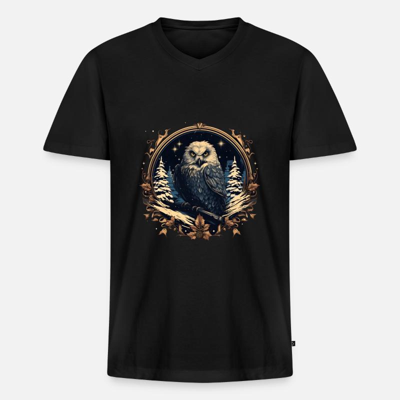 Magische Eule - Männer Premium Bio T-Shirt mit V-Ausschnitt - Schwarz