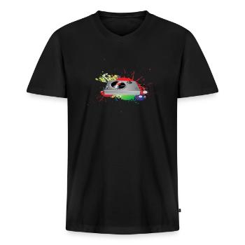 tourner la table groupe de musique 5 F - T-shirt encolure en V Premium bio Homme - noir - Devant - Nico (187cm)