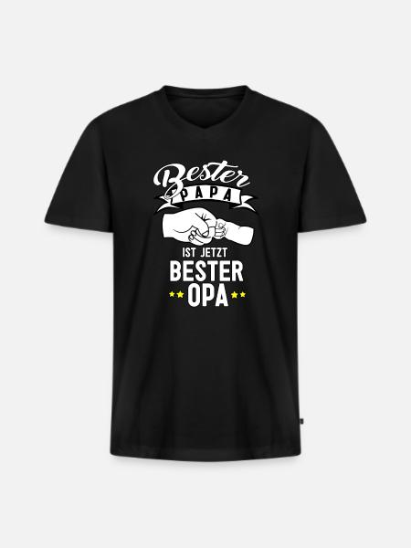 Geschenk fuer Papa Opa - Männer Premium Bio T-Shirt mit V-Ausschnitt - Schwarz