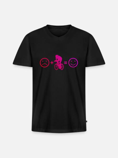 Bici da corsa Uomo Bici da corsa femminile - Maglietta ecologica premium da uomo con scollo a V - nero