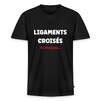 Foot ligaments croisés - T-shirt encolure en V Premium bio Homme - noir - Devant - Nico (187cm)