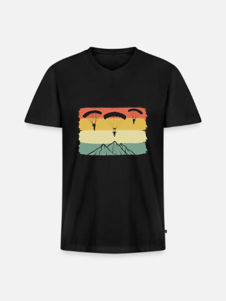 Paragliding Mountains Paraglider - Men's Premium Organic T-shirt with V-neck - black