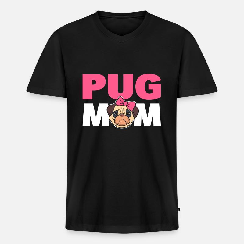 Pug Mom Mops Elternteil - Männer Premium Bio T-Shirt mit V-Ausschnitt - Schwarz