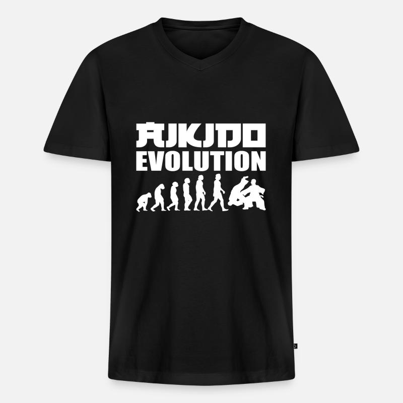 Aikido Evolution Aikido-Lehrer - Männer Premium Bio T-Shirt mit V-Ausschnitt - Schwarz