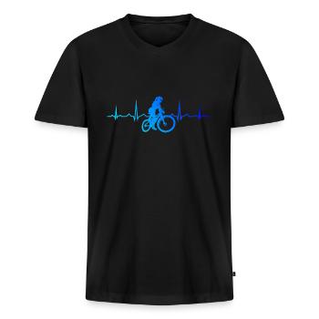 Mountain Bike Men Women Cycling Mountain Bikers - Men's Premium Organic T-shirt with V-neck - black - Front - Nico (187cm)