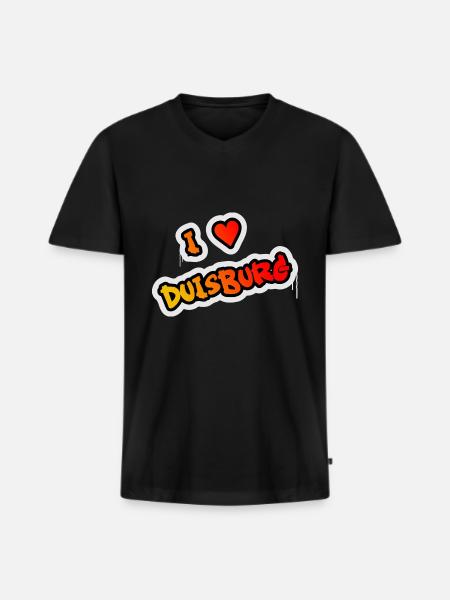 I love Duisburg - Männer Premium Bio T-Shirt mit V-Ausschnitt - Schwarz