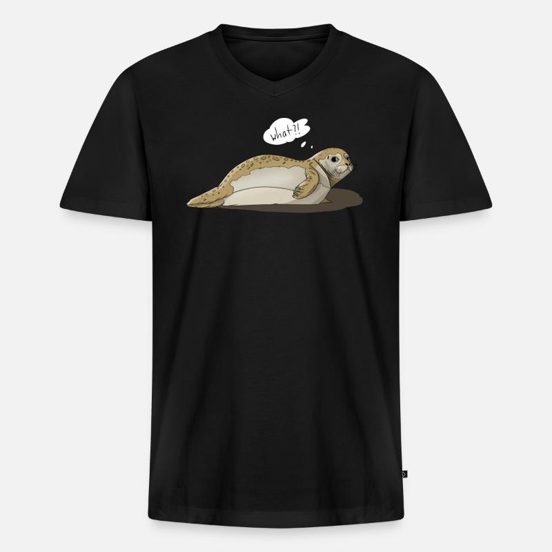 Robbe says what?! - Männer Premium Bio T-Shirt mit V-Ausschnitt - Schwarz