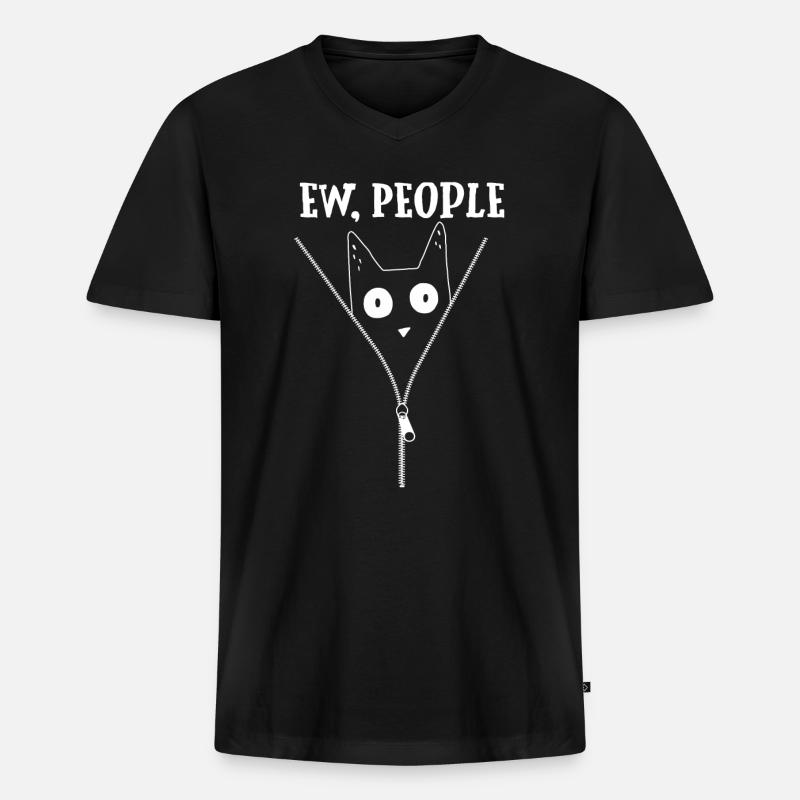 Introvertierte Katze Ew People - Männer Premium Bio T-Shirt mit V-Ausschnitt - Schwarz