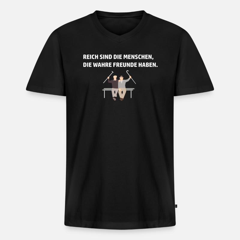 Freundschaft Spruch Geschenkidee - Männer Premium Bio T-Shirt mit V-Ausschnitt - Schwarz