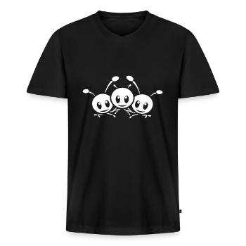 mier - Mannen Premium Bio T-shirt met V-hals - zwart - Voor - Nico (187cm)