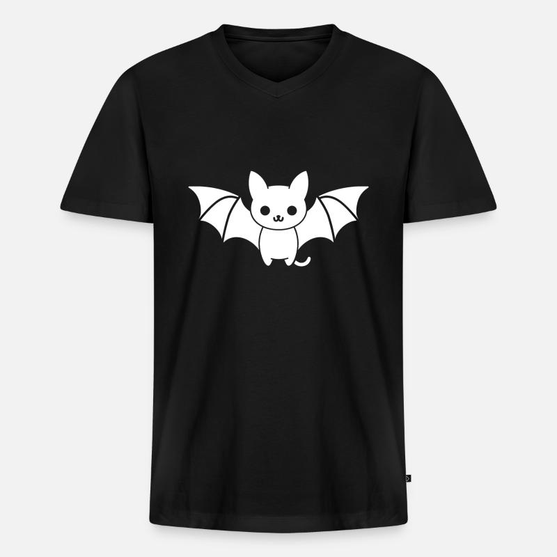 Fledermaus - Männer Premium Bio T-Shirt mit V-Ausschnitt - Schwarz