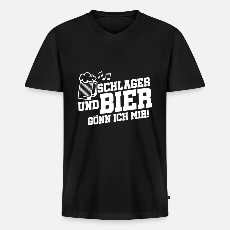schlager bier - Männer Premium Bio T-Shirt mit V-Ausschnitt - Schwarz