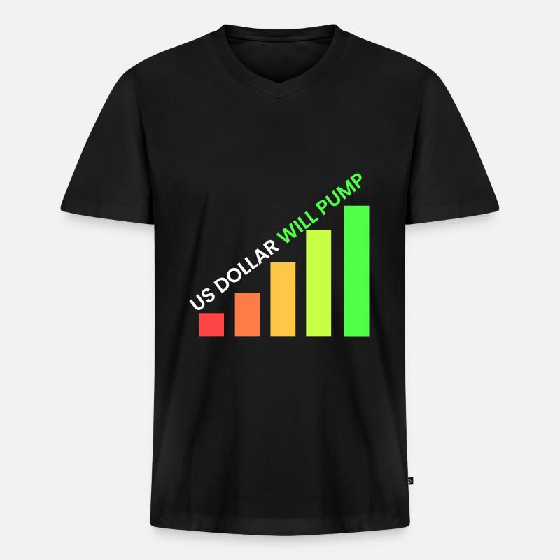 US Dollar wird pumpen - Männer Premium Bio T-Shirt mit V-Ausschnitt - Schwarz