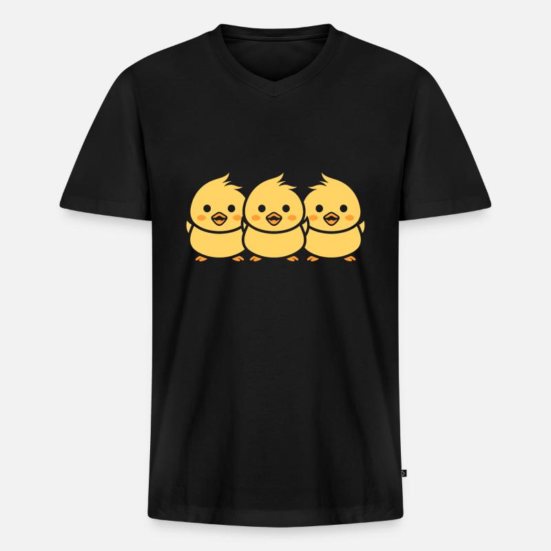 Küken - Männer Premium Bio T-Shirt mit V-Ausschnitt - Schwarz