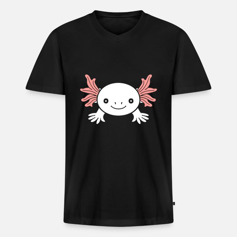 Axolotl - Männer Premium Bio T-Shirt mit V-Ausschnitt - Schwarz