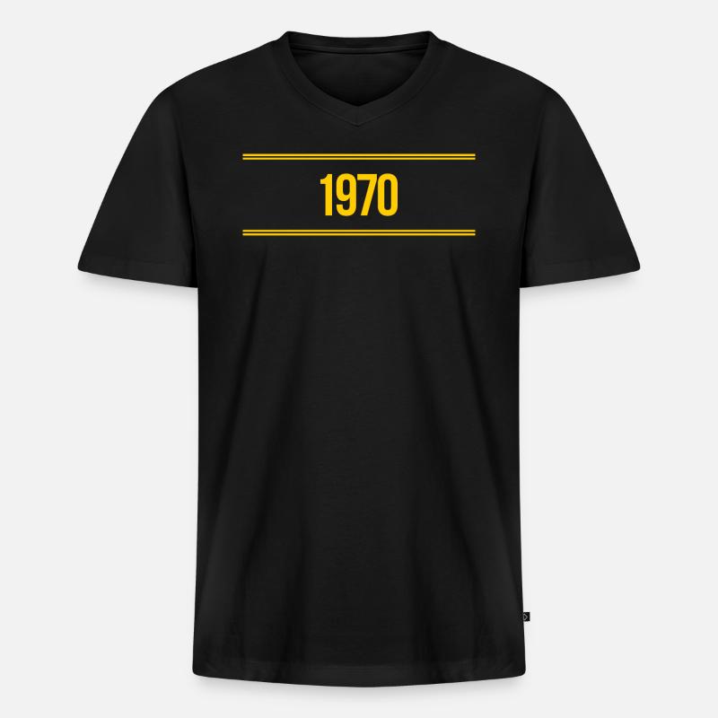 1970 - Männer Premium Bio T-Shirt mit V-Ausschnitt - Schwarz