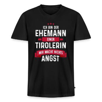 EHEMANN EINER TIROLERIN - TIROL LUSTIGES GESCHENK - Männer Premium Bio T-Shirt mit V-Ausschnitt - Schwarz - Vorne - Nico (187cm)