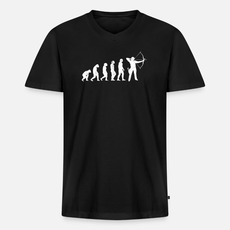 Bogenschießen Evolution - Männer Premium Bio T-Shirt mit V-Ausschnitt - Schwarz