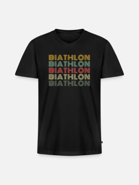 Biathlon sport - T-shirt encolure en V Premium bio Homme - noir