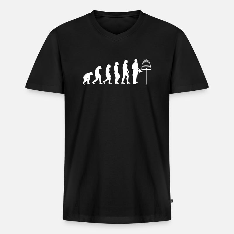 Imker Evolution - Männer Premium Bio T-Shirt mit V-Ausschnitt - Schwarz