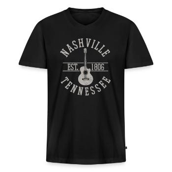 Nashville Tennessee - Country Musik Gitarre - Männer Premium Bio T-Shirt mit V-Ausschnitt - Schwarz - Vorne - Nico (187cm)
