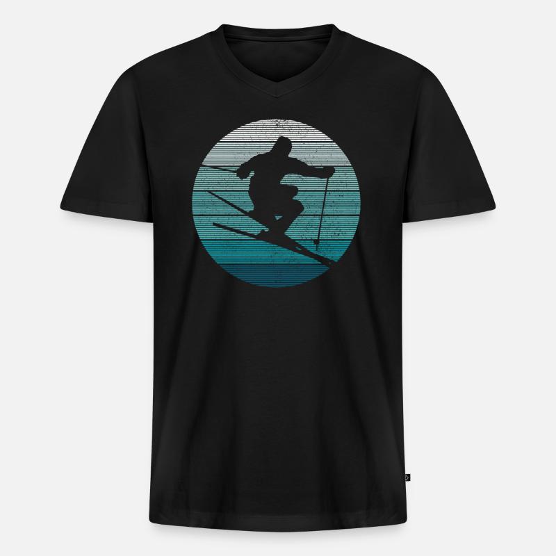 Ski - Männer Premium Bio T-Shirt mit V-Ausschnitt - Schwarz
