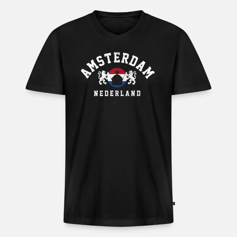 Amsterdam - Männer Premium Bio T-Shirt mit V-Ausschnitt - Schwarz