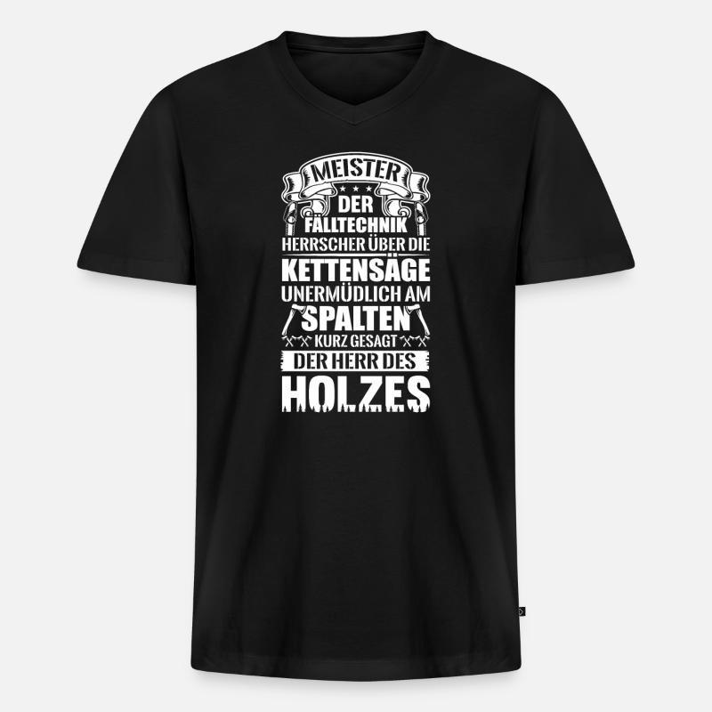 Der Herr des Holzes - Männer Premium Bio T-Shirt mit V-Ausschnitt - Schwarz