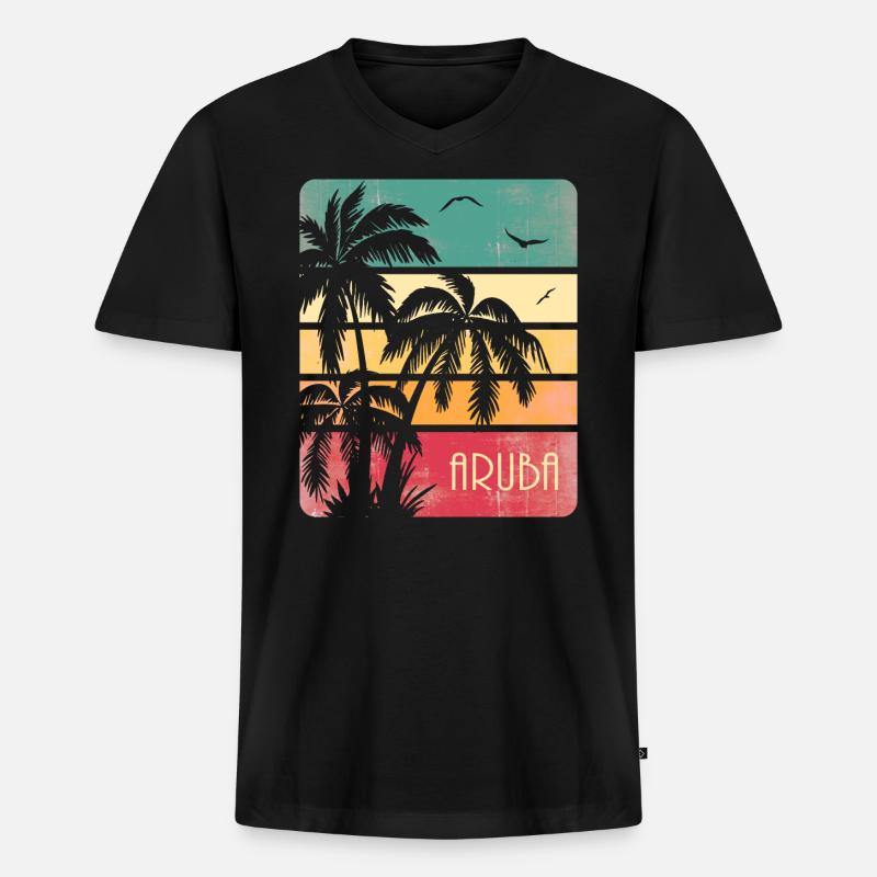 Aruba - Männer Premium Bio T-Shirt mit V-Ausschnitt - Schwarz