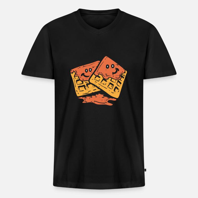 Die Waffeln - Männer Premium Bio T-Shirt mit V-Ausschnitt - Schwarz