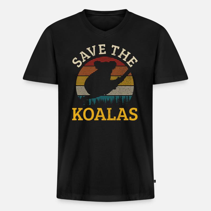 Koala - Männer Premium Bio T-Shirt mit V-Ausschnitt - Schwarz