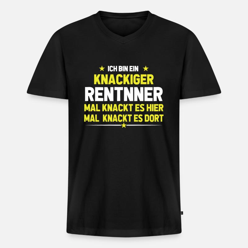 Ich bin ein knackiger Rentner - Männer Premium Bio T-Shirt mit V-Ausschnitt - Schwarz