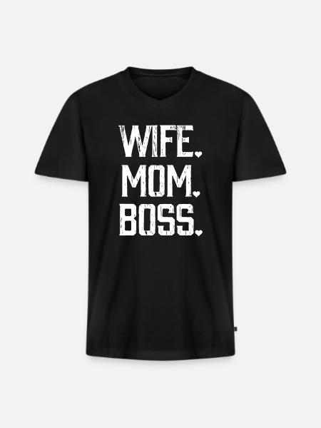 Ehefrau Mutter Boss - Männer Premium Bio T-Shirt mit V-Ausschnitt - Schwarz