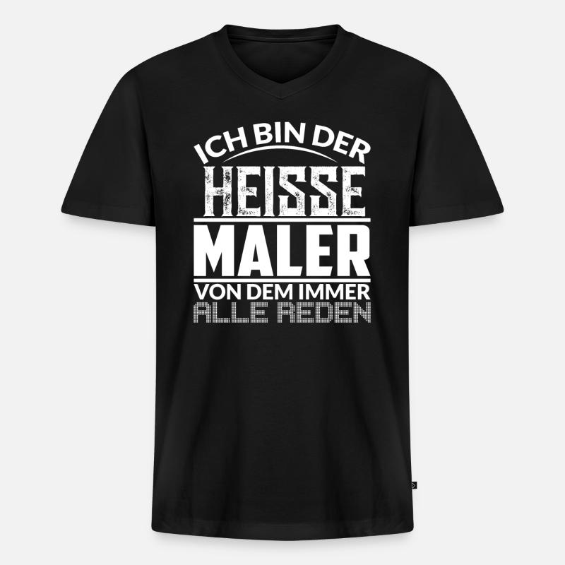 BIN DER MALER - Männer Premium Bio T-Shirt mit V-Ausschnitt - Schwarz