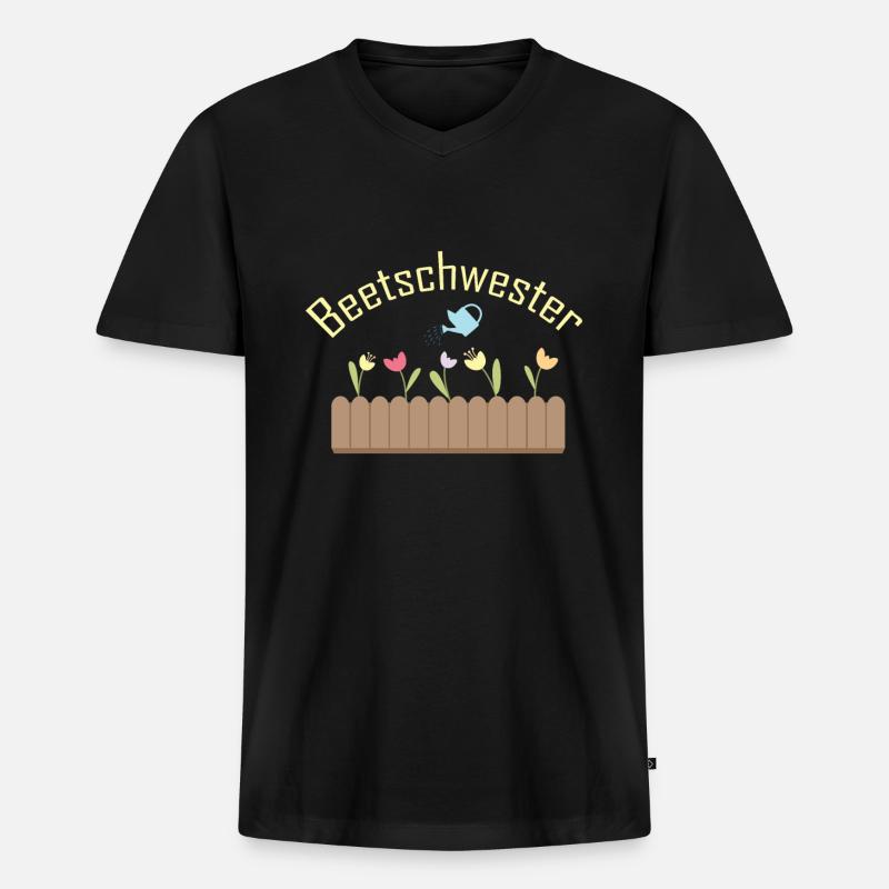 Beetschwester - Männer Premium Bio T-Shirt mit V-Ausschnitt - Schwarz