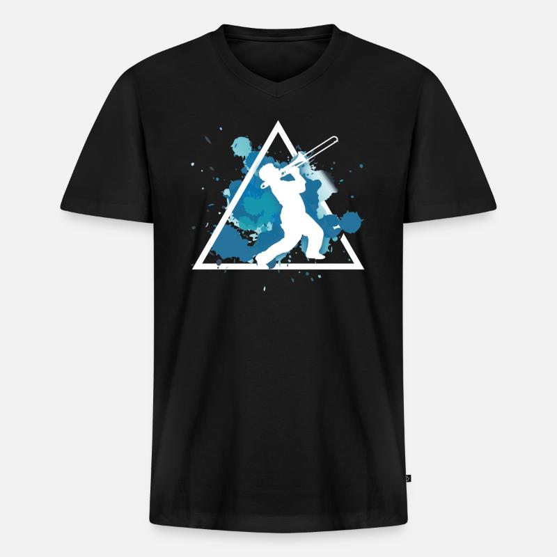 posaune - Männer Premium Bio T-Shirt mit V-Ausschnitt - Schwarz