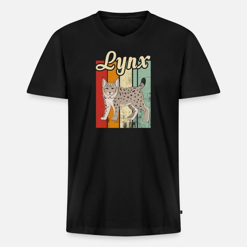 Jüngerer Luchs - Männer Premium Bio T-Shirt mit V-Ausschnitt - Schwarz