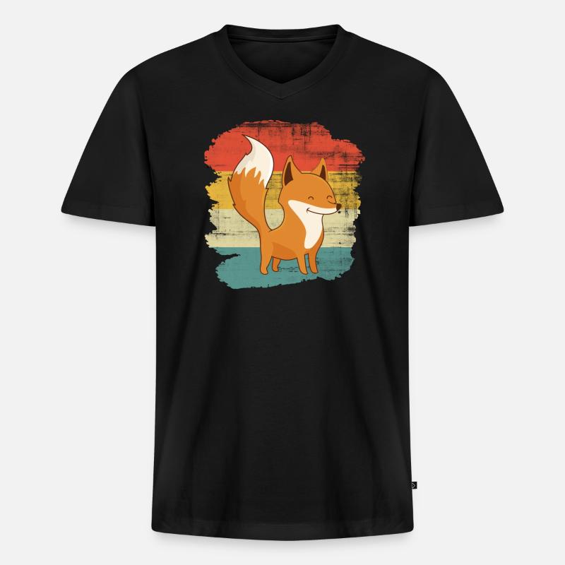 Fuchs - Männer Premium Bio T-Shirt mit V-Ausschnitt - Schwarz