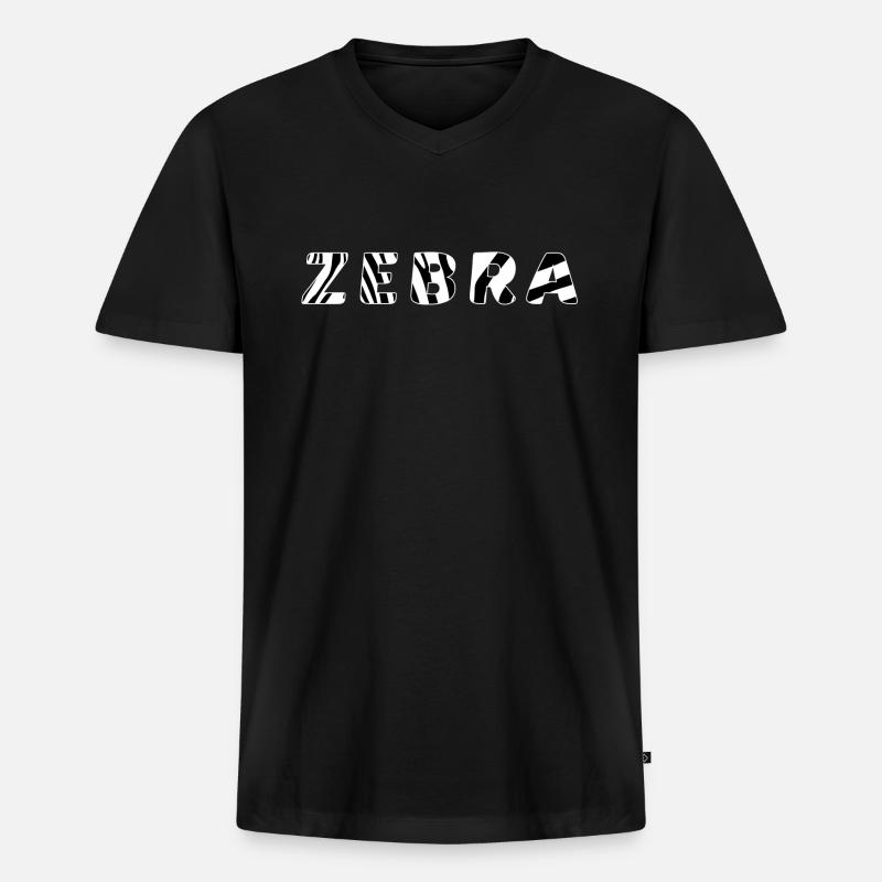 Zebra - Männer Premium Bio T-Shirt mit V-Ausschnitt - Schwarz