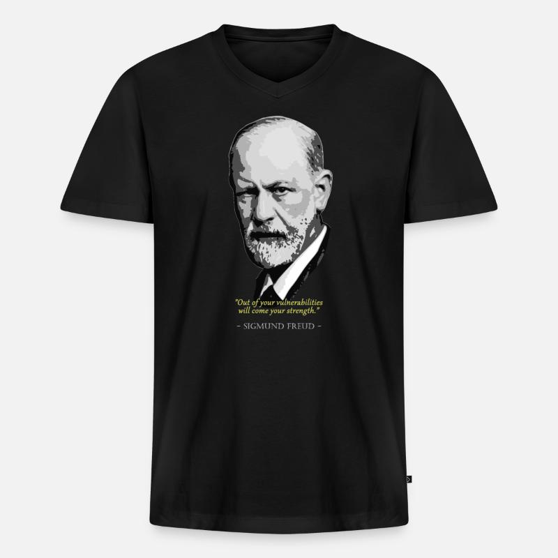 Sigmund FreudZitat - Männer Premium Bio T-Shirt mit V-Ausschnitt - Schwarz