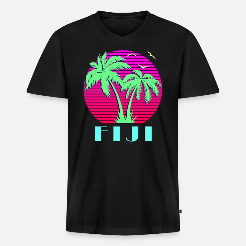 Fidschi - Männer Premium Bio T-Shirt mit V-Ausschnitt - Schwarz