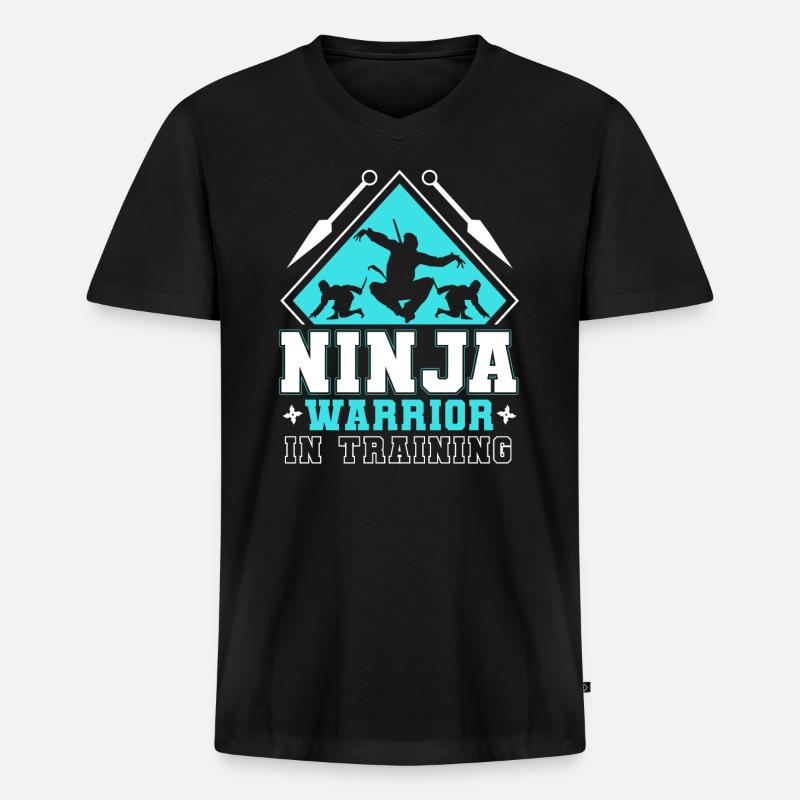 Ninja-Krieger im Training - Ninja-Krieger-Geschenk - Männer Premium Bio T-Shirt mit V-Ausschnitt - Schwarz