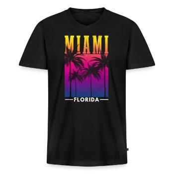 Miami Beach Florida - Männer Premium Bio T-Shirt mit V-Ausschnitt - Schwarz - Vorne - Nico (187cm)
