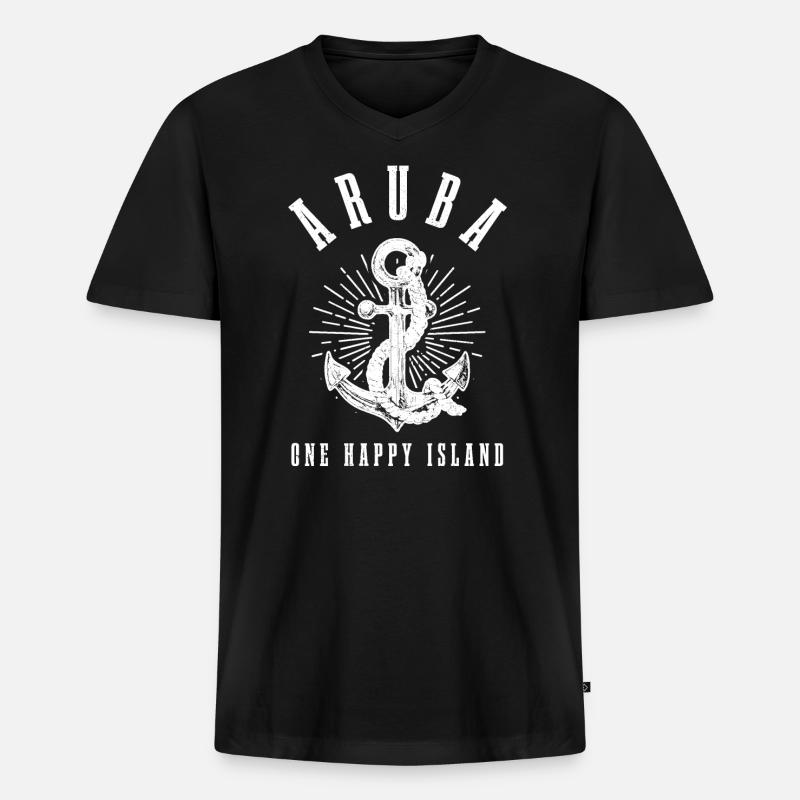 Aruba - Männer Premium Bio T-Shirt mit V-Ausschnitt - Schwarz