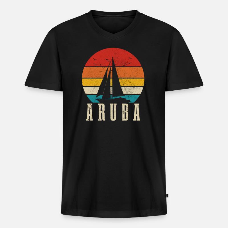 Aruba - Männer Premium Bio T-Shirt mit V-Ausschnitt - Schwarz