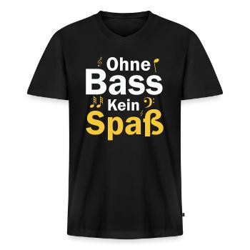 Kein Spaß ohne Bass - Männer Premium Bio T-Shirt mit V-Ausschnitt - Schwarz - Vorne - Nico (187cm)