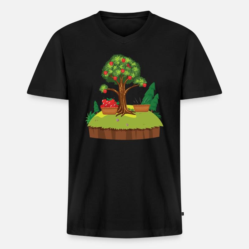 Der Apfelbaum - Männer Premium Bio T-Shirt mit V-Ausschnitt - Schwarz