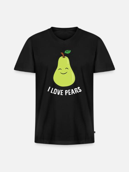 Pear - I Love Pears - Men's Premium Organic T-shirt with V-neck - black