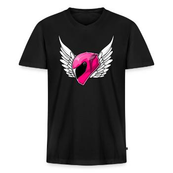 Motorradfahrerin motorradhelm pink - Männer Premium Bio T-Shirt mit V-Ausschnitt - Schwarz - Vorne - Nico (187cm)